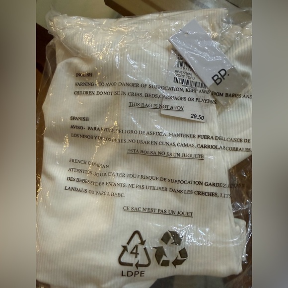 NWT BP Butter Tank Ribbed White Bodysuit, Size XL - Picture 5 of 6